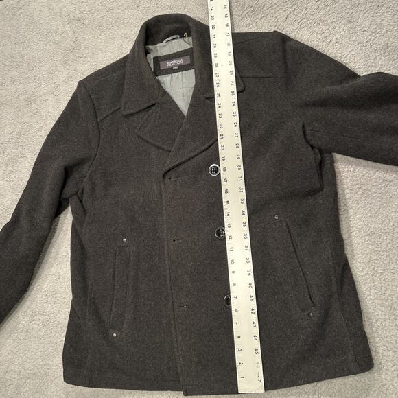 Kenneth Cole Reaction Men's Gray Double Breast Wool Blend Pea Coat - Size XL - Picture 10 of 12